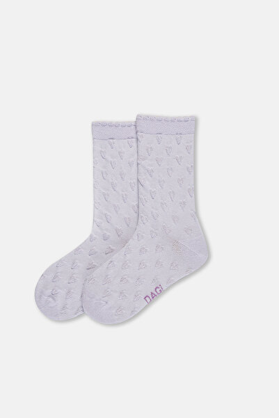 Dagi Лилаво-жълти момичешки чорапи от 2 части с шарка на сърце