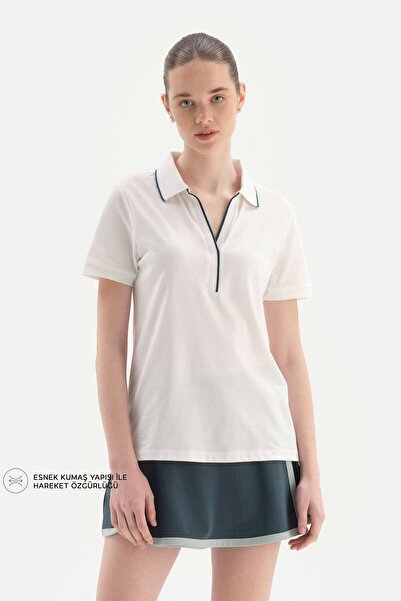 Dagi White Women's Pique Collar T-Shirt