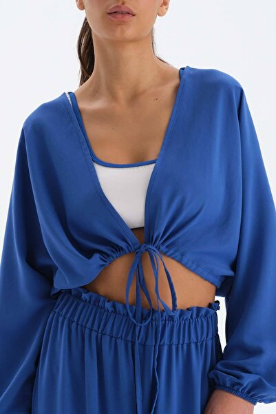 Dagi Sax Front Tie Short Modal Shirt