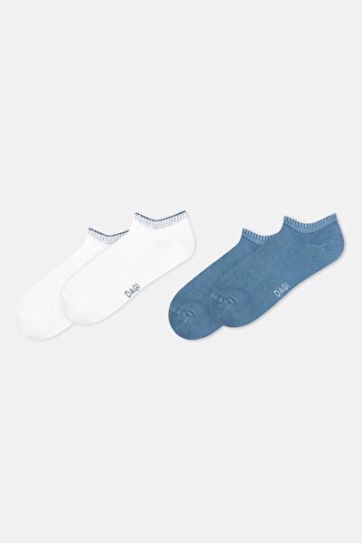 Dagi White-Blue Women's 2-Piece Bamboo Booties Socks