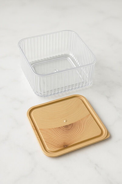 Kitchen Life 7 Piece Bamboo Look Breakfast Set with Trays - Square Breakfast Bowl Set Storage Container