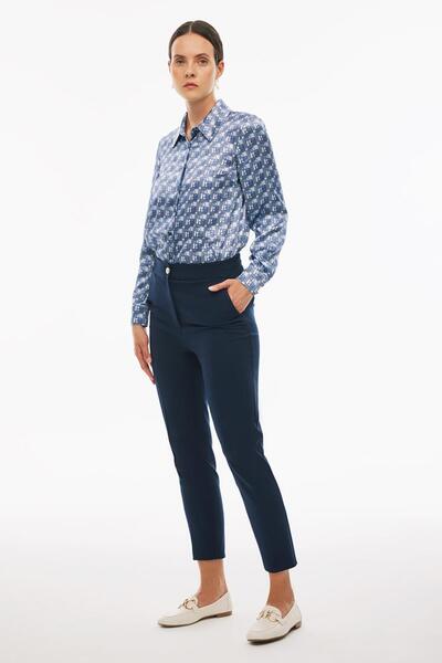 Perspective Navy Blue Carins Regular Fit Women's Trousers - Standard Size