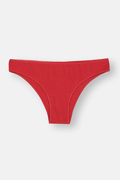 Dagi Ecru-Red-Milk Brown Women's 3-Piece Patterned Brazilian Panties