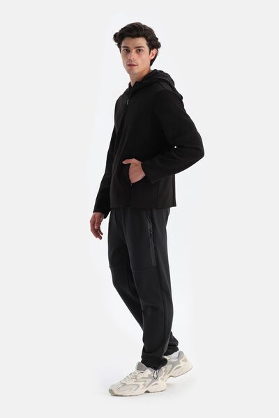 Dagi Μαύρο ανδρικό θερμικό φούτερ με κουκούλα με φερμουάρ