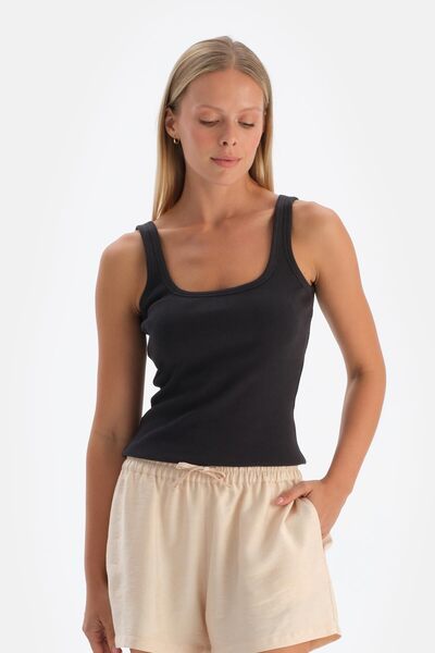 Dagi قميص قصير من القطن الممشط - قميص داخلي أسود