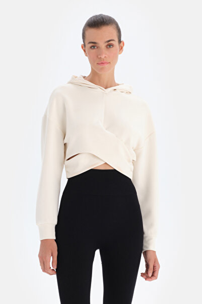 Dagi Φούτερ Ecru Active Modal με λεπτομέρεια στον σταυρό και κουκούλα