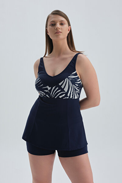Dagi Navy Blue Corseted Tankini Top