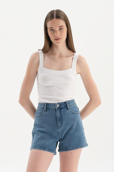 Dagi Tricou alb cu bretele cu nervuri