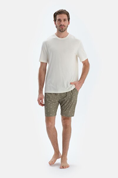 Dagi Ανοιχτό πράσινο σορτς με εμπριμέ χτενισμένο βαμβακερό σορτς