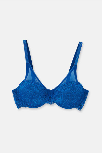 Eros Sax Blue Lace Soft Bra Without Underwire