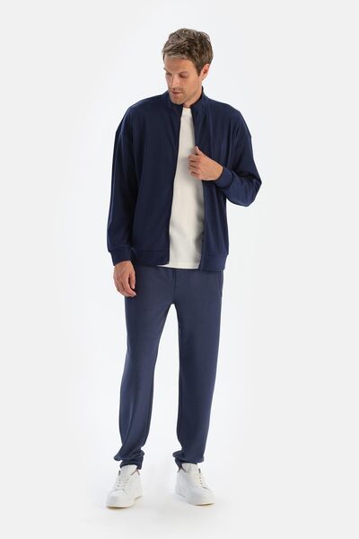 Dagi Синій чоловічий світшот з високим коміром і застібкою-блискавкою