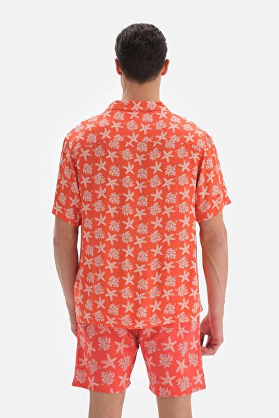 Dagi Salmon Patterned Viscose Shirt