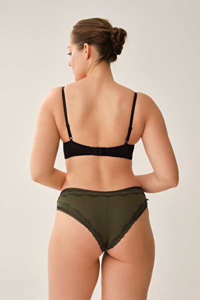 Dagi Khaki Lace Detailed Micro Fabric Brazilian