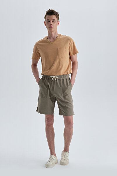 Dagi Mustard cotton v-neck t-shirt