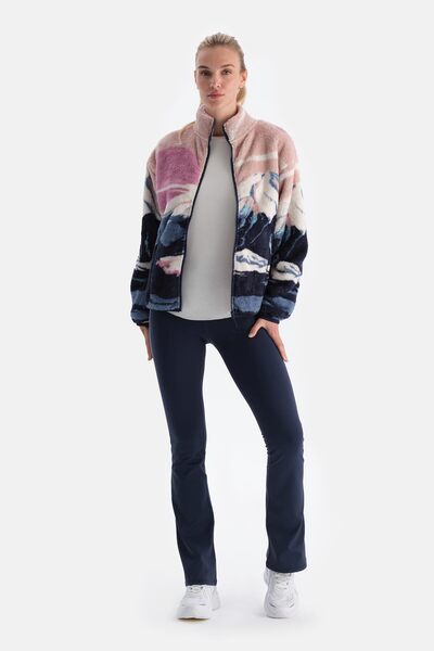 Dagi Navy Blue Women's Stripe Detailed Ruched Spanish Leggings