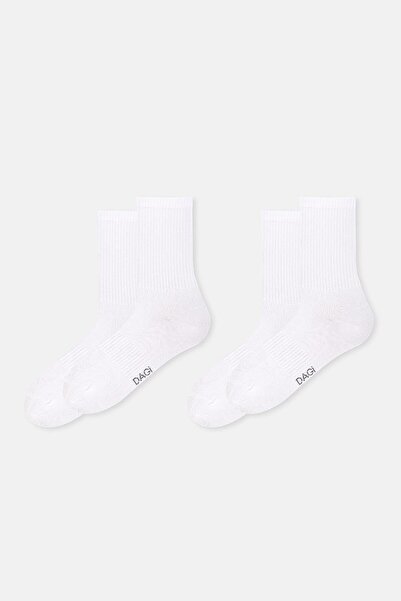 Dagi Men's White 2-Piece Basic Sports Socks Set