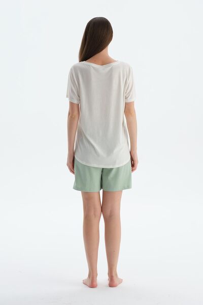 Dagi Light Green Combed Cotton Modal Double Shorts