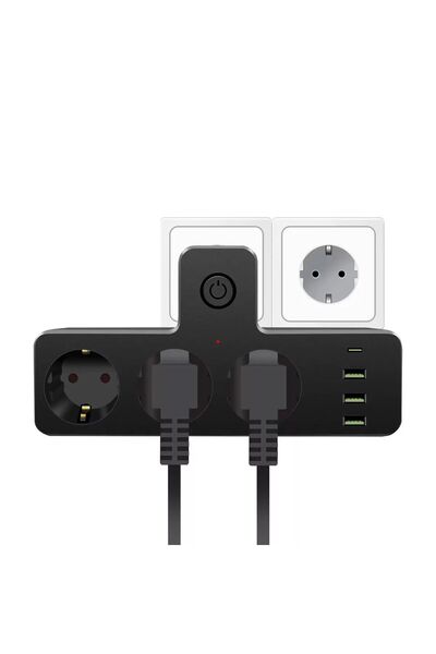asua 3'lü Termal Akım Korumalı Priz 3xUSB 1xType-C 20W PD Giriş