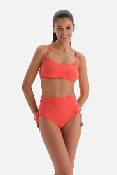 Dagi Partea de jos de bikini portocalie cu talie înaltă