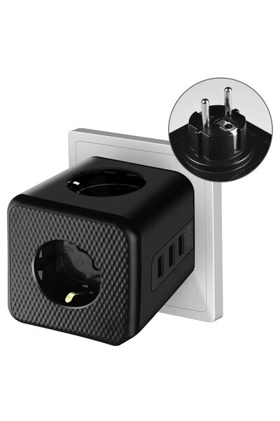 MATECHNO Termal Akım Korumalı Isıya Dayanıklı 3'lü Duvar Tipi Priz 2 x Usb 1 x Type C Çıkışlı