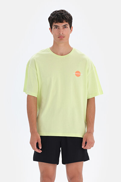Dagi Tricou cu imprimeu Back Mountain pentru bărbați, verde deschis