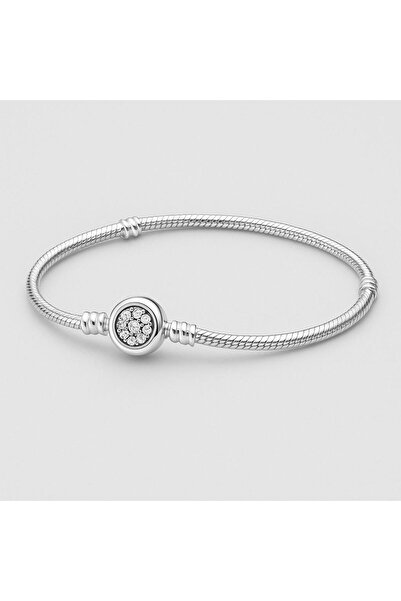 AKGÜNAL 925 Ayar Gümüş Işıltılı Taşlı Klipsli Bileklik