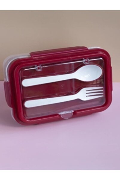 VİALEX Cute 2 Compartment Lunch Box Food Storage Container - Claret Red