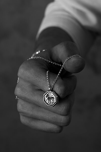 Ricco Jewellery 925 Ayar Gümüş Antik Geyik Dodge Kolye