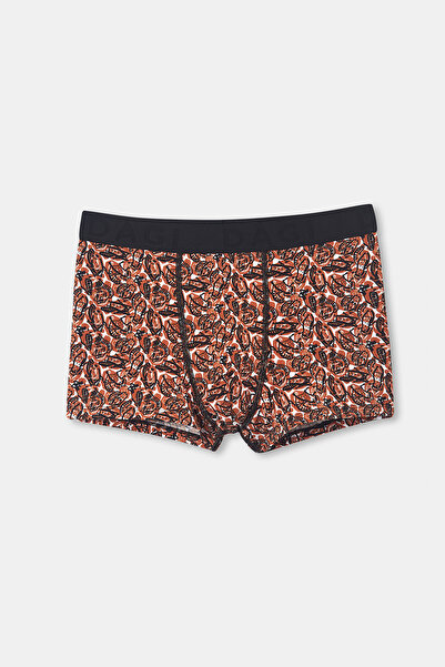 Dagi Senffarbene, gemusterte, kompakte Boxershorts aus gekämmter Baumwolle von D-Men