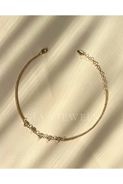 Generic Altın Kaplama Kalp Charm Halhal - 30cm - Kadın Günlük Takı