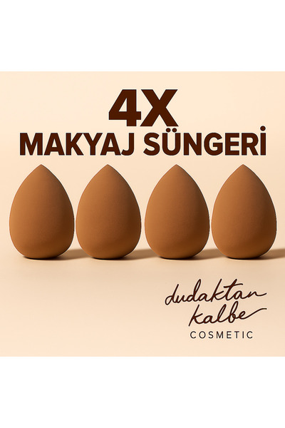 DUDAKTAN KALBE Makyaj Süngeri 4 lü En Çok Tercih Edilen Yumuşak Yıkanabilir Esnek Yapı
