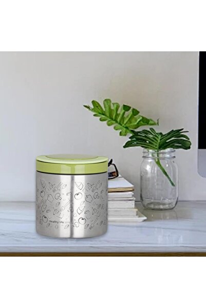 Tantitoni Tantitony Green Stainless Steel Round Patterned Food Thermose 630ml