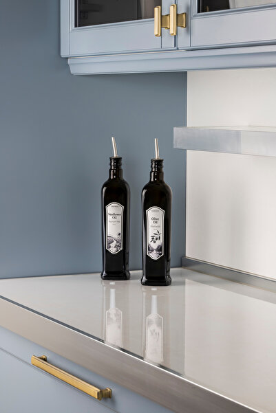 color house Set of 2 750 ml Oil Pot Sauce Bowl Vinegar Bottle Olive Oil Bottle Healthy Dark Glass Sippy-Free Lid