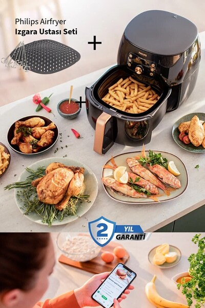 Philips Izgara Usta Seti + Hd9867 Premium XXL 7,3 Litre Airfryer & Fritöz