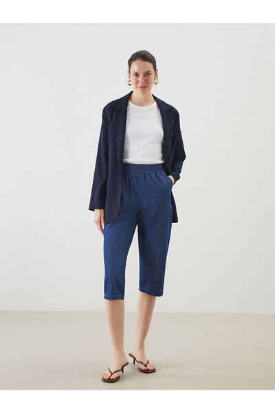 LC Waikiki Damen-Jeans-Caprihose mit elastischem Bund