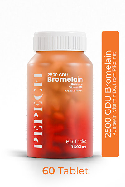 PEPECH Bromelain 1000 mg 2500GDU Yeşil Çay Quercetin B6 Krom 7 Bileşenli Takviye gıda besleyici