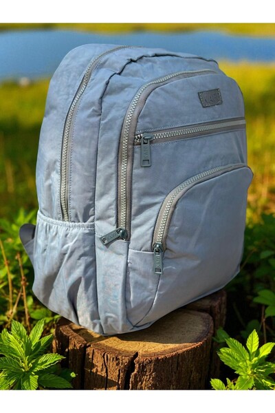 KAFF Laptop Bölmeli Krinkıl Su Geçirmez Dört Gözlü Okul Çantası Buz Mavi(YERLİ ÜRETİM)