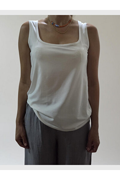 MODA Women's Thick Strap Front Back Square Neck Comfortable Fit Viscose Tank Top