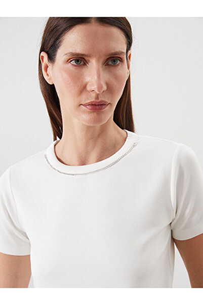 LC Waikiki Дамска тениска с кръгло деколте за нов сезон - S5QV70Z8