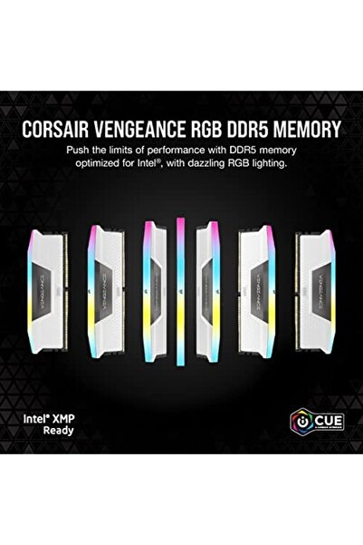 Corsair ذاكرة Vengeance RGB سعة 32 جيجابايت (2 × 16 جيجابايت) DDR5 بسرعة 5200 ميجاهرتز، CL40 - لون أبيض