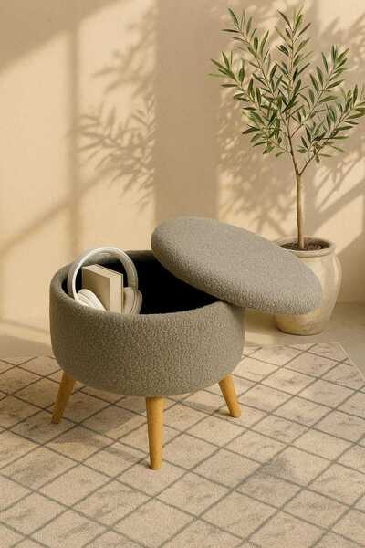 eda hacıoğlu edam bedding group Teddy Oval Ahşap Retro Ayaklı Dekoratif Sandıklı Puf