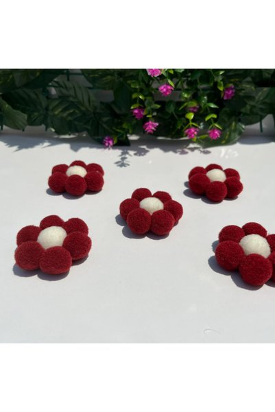 klubeconcept Pompom Daisy Flower Ornament Set of 10 - Decorative Handmade Flower