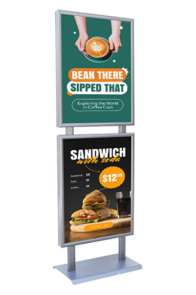 DESMARK B2 50x70 Çift Kat Sac Tabanlı Çift Taraflı Reklam ve Kaldırım Panosu Twinboard Poster ve Afiş Panosu