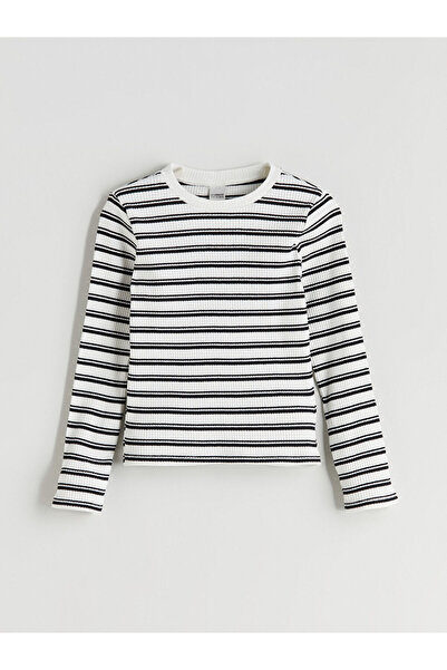 LC Waikiki Striped Girls T-Shirt with Crew Neck