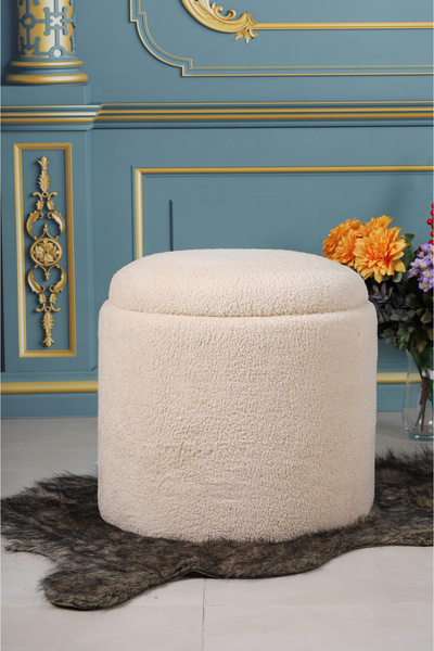 PUFMANYA LAVİNYA X-LARGE 45 CM X 45 CM SANDIKLI PUF PELUŞ KUMAŞ PUF KOLTUK