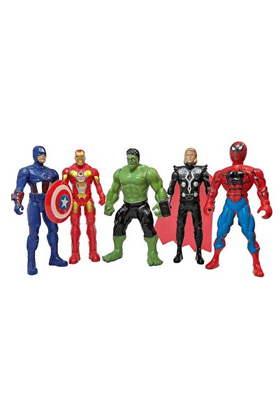 OEM Set 5 figurine Justice Hero, Captain America, Iron Man, Hulk, Thor, Spiderman, 15cm, multicolor + K