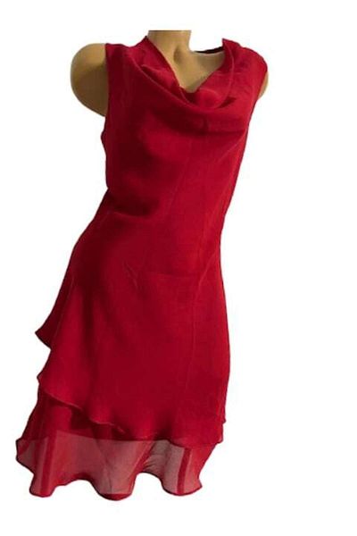creation Midi dress with ruffles, red, L INTL