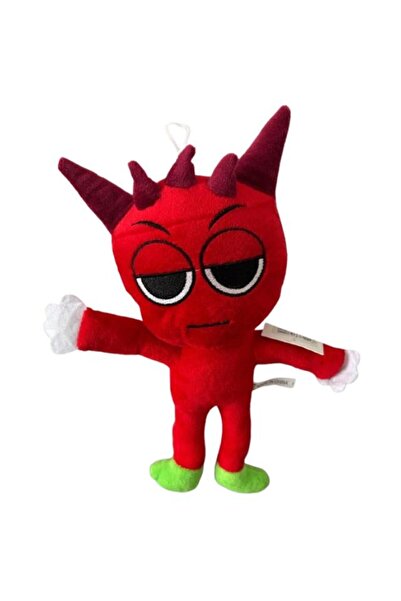 OEM Jucarie de plus Sprunki Raddy, cu maini si picioare, rosu, 25cm + Figurina Sprunki surpriza, diverse