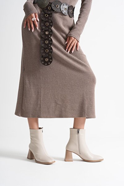 Zerenyus Napoca Premium Vegan Δερμάτινες Μπεζ μπότες με τακούνι