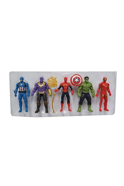 OEM Set 5 articulated superhero figurines Spiderman, Ironman, Hulk, Captain America, Thanos
